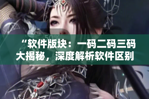 “軟件版塊：一碼二碼三碼大揭秘，深度解析軟件區(qū)別與應(yīng)用技巧”