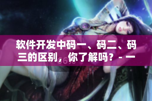軟件開發(fā)中碼一、碼二、碼三的區(qū)別，你了解嗎？- 一篇詳解